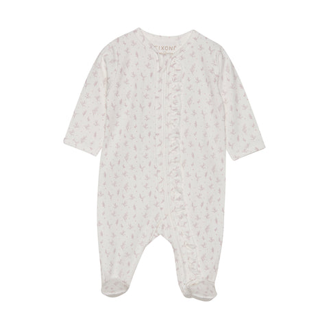 Pyjama Crème Imprimé Feuille Mauve