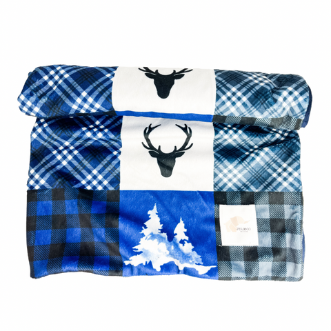 Doudou Peluche Patchwork Blue Deer