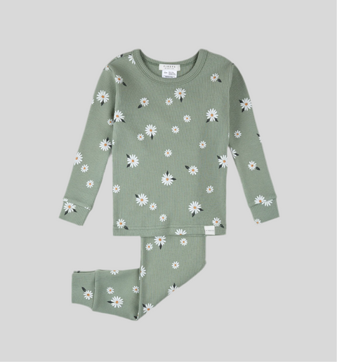Ensemble Pyjamas Vert Sauge À Imprimé De Marguerites