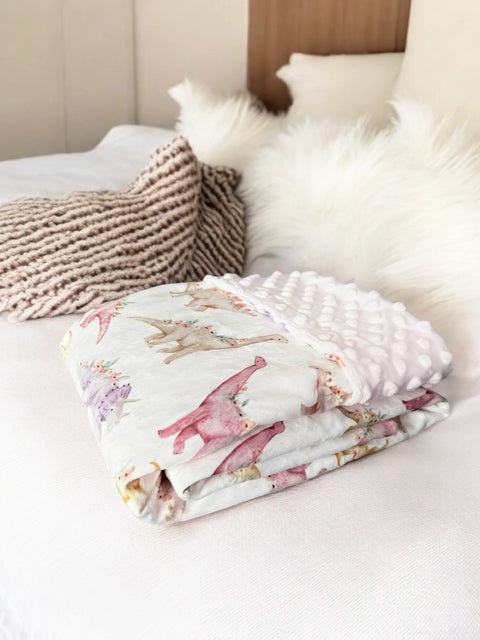 Couvertures Minky Dino Rose