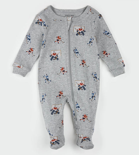 Dormeuse Gris Chiné À Imprimé De Joueurs De Hockey