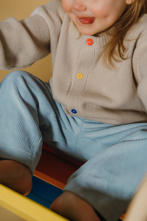 Pantalon Évolutif Velours Côtelé Bleu