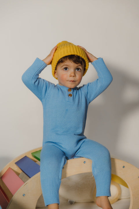 Onesie Évolutif Tricot Bleu Poudre