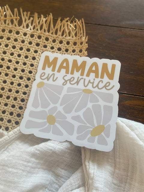 Autocollant Voiture « Maman En Service» Marguerites