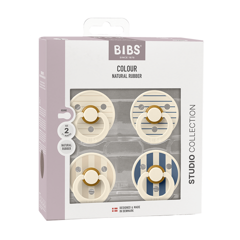 Suce Pacifier Original Ivory Vanilla Mix/Pin Ivory Steel Blue Mix 6-18 Mois (Paquet De 4)