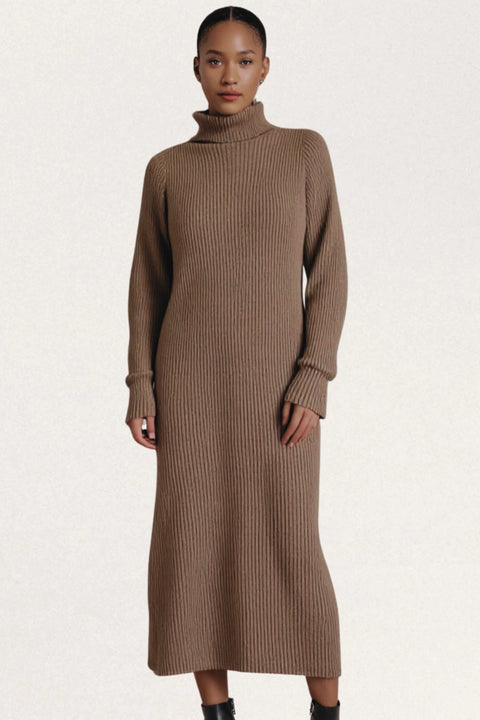 Emma Robe Maxi À Col Roulé Pour Femmes Taupe