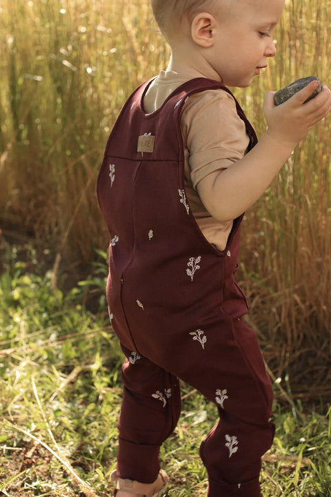 Salopette Évolutive Prune Motif Fleurs