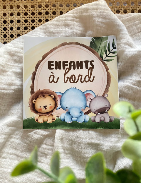 Autocollant Voiture « Enfants À Bord » Jungle