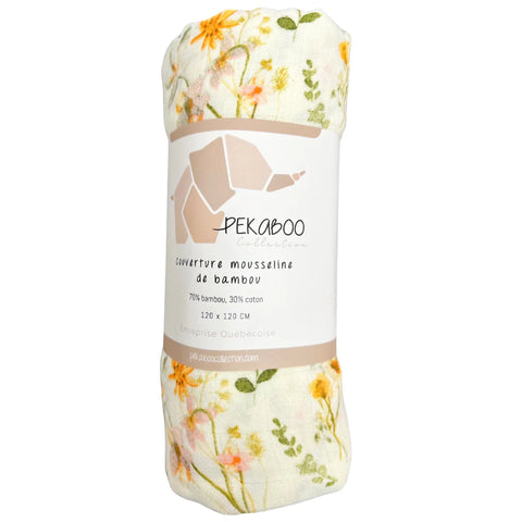 Mousseline Bambou Fleuri Vintage Beige