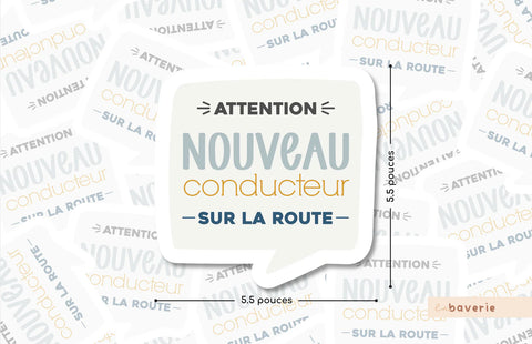 Autocollant Voiture « Attention Nouveau Conducteur »