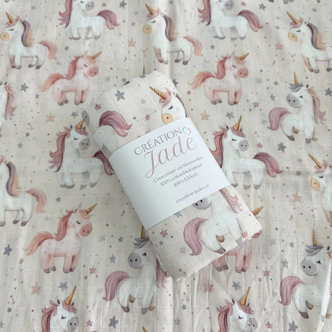 Mousseline Bambou & Coton Lily La Licorne Rêveuse