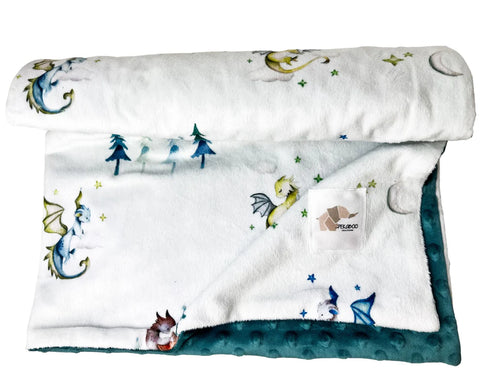 Doudou Peluche Dragon Sauge (Endos Blanc)