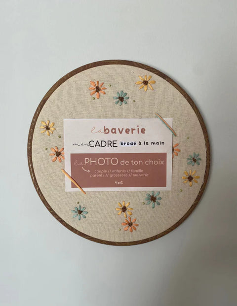 Cadre Photo Brodé Fleurs Pastels
