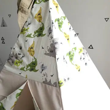 Tente « World Animal Map Taupe Play » Beige & Vert