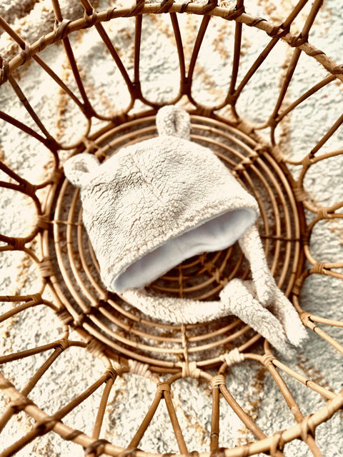 Tuque À Cordes En Sherpa Crème