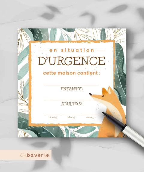 Autocollant D’urgence Renard