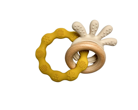 Jouet De Dentition Bois & Pieuvre Moutarde