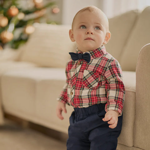 Ensemble 3 Pièces En Flanelle À Carreaux Rouges