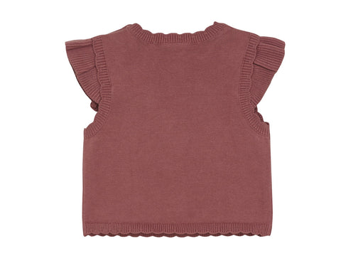 Chandail Sans Manches En Tricot Rose Avec Broderie De Lapin