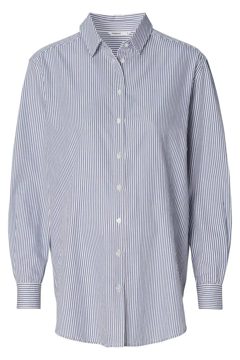 Blouse D'allaitement Arles Blanche Rayée Bleue