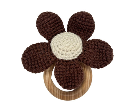 Hochet Bois Et Crochet Marguerite Brun Foncé