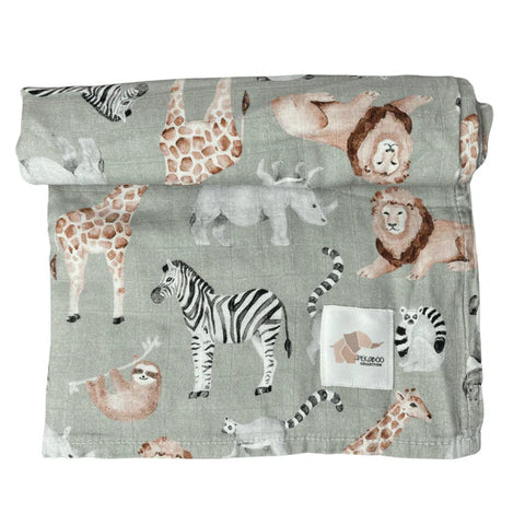 Mousseline Bambou Zoo Sauge