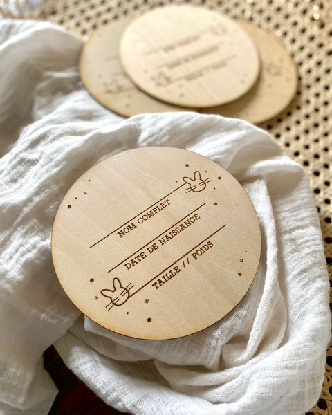 Pastille De Naissance Ronde Lapin