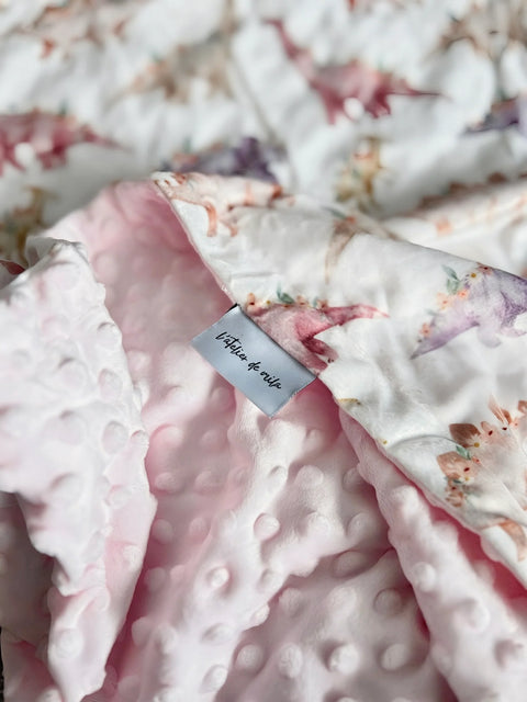 Couvertures Minky Dino Rose