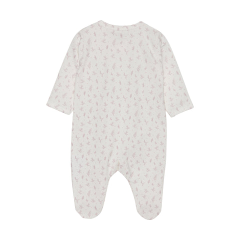 Pyjama Crème Imprimé Feuille Mauve