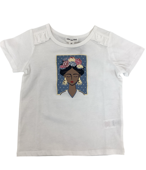 T-shirt Blanc À Imprimé De Princesse fleuri