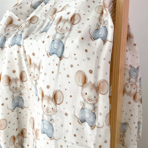 Mousseline Bambou & Coton Gus Gus La Souris