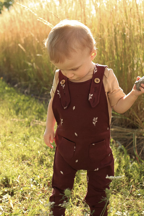 Salopette Évolutive Prune Motif Fleurs