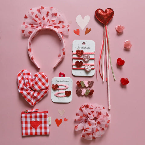 Ensemble Barrettes Love Heart Glitter