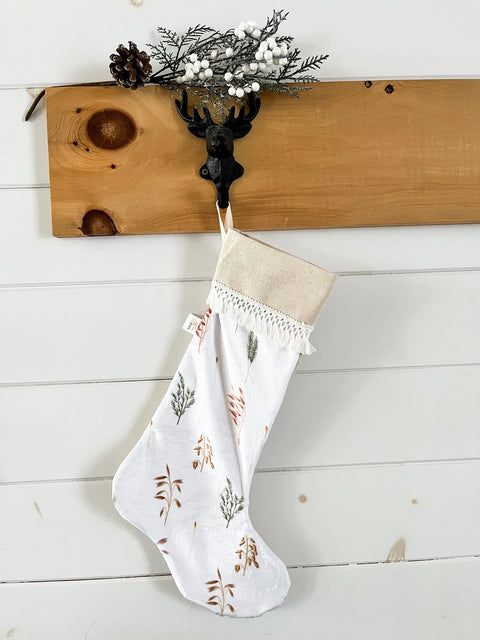 Bas De Noël Feuillage Blé Blanc