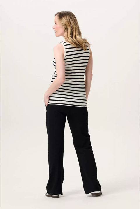 Camisole D'allaitement Jamee Blanche Rayée Noire