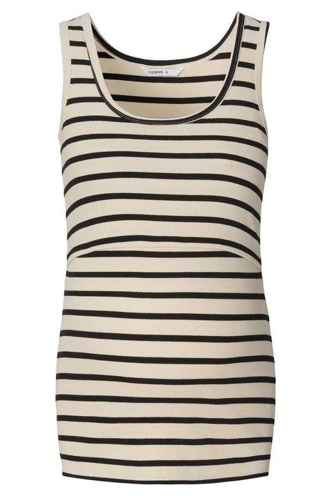 Camisole D'allaitement Jamee Blanche Rayée Noire