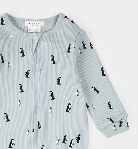 Dormeuse Bleu Perle À Imprimé Pingouin