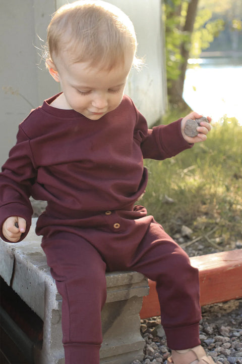 Pantalon Évolutif Rouge Prune Uni