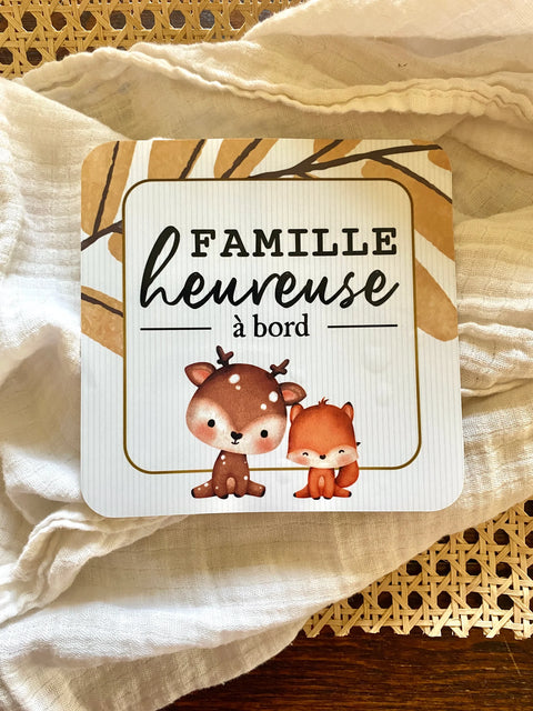 Autocollant Voiture « Famille Heureuse À Bord » Cerf & Renard