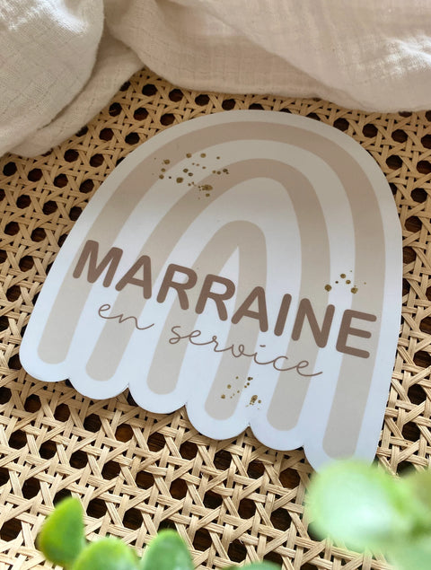 Autocollant Voiture « Marraine En Service »