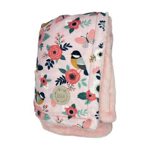 Doudou Minky Fleurs & Oiseaux Roses