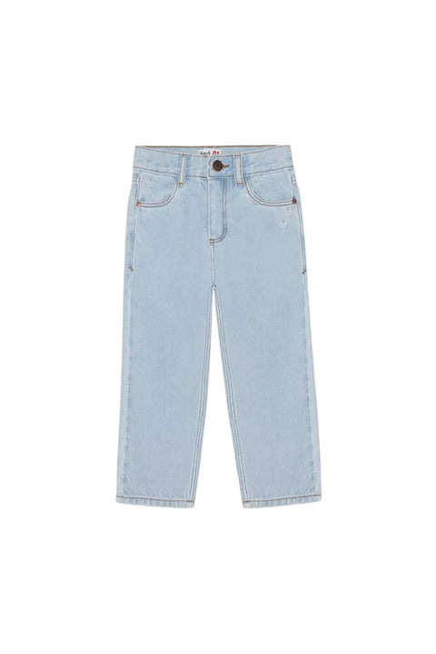 Jeans Coupe Décontractée Bleu Délavé