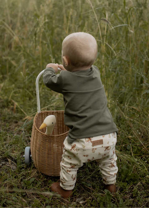 Pantalon Évolutif Beige Avec Motifs Oiseaux