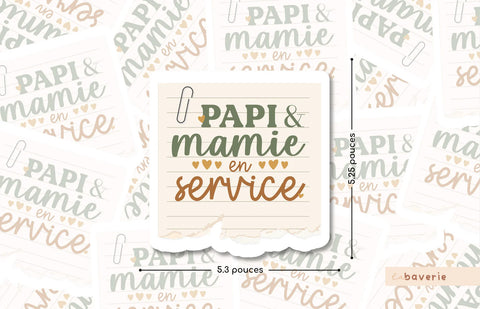 Autocollant Voiture « Papi & Mamie En Service »