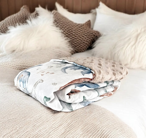 Couvertures Minky Dino Bleu