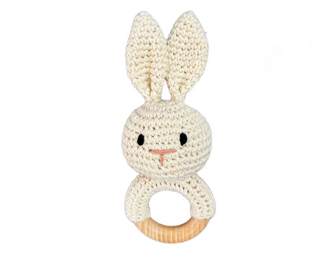 Hochet Bois Et Crochet Lapin Beige