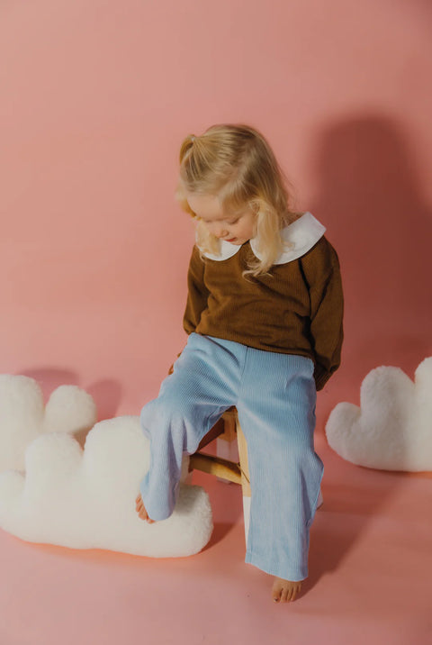 Pantalon Évolutif Velours Côtelé Bleu