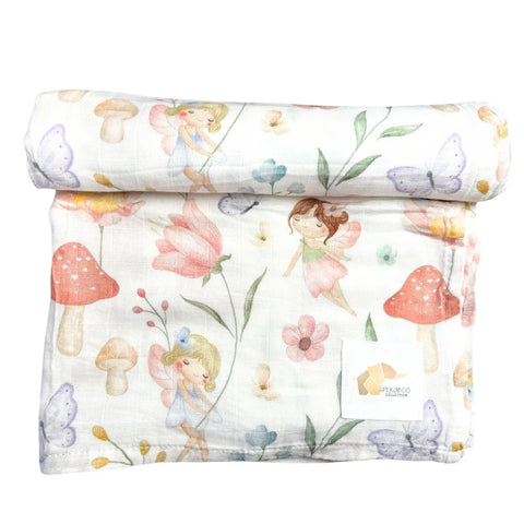 Mousseline Bambou Fée Fleur Champignon