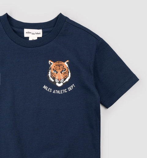 T-shirt Bleu À Imprimé De Tigres Miles