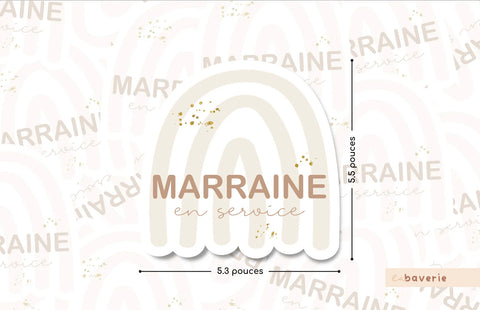 Autocollant Voiture « Marraine En Service »